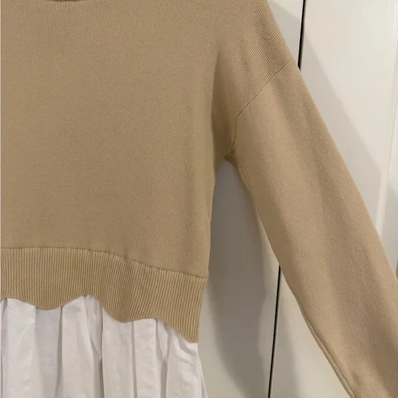 English Factory Beige and White Long Sleeve Dress - Picture 5 of 7